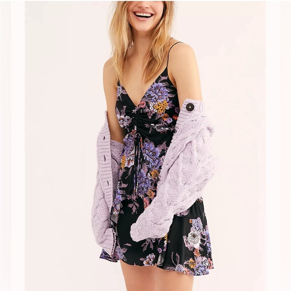 Free People Black Ruffled Tie Front Sundress